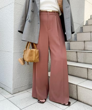 NOLLEY'S(ノーリーズ) 《セットアップ対応》ウォッシャブル強撚ツイルワイドパンツ