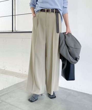 NOLLEY'S(ノーリーズ) 《セットアップ対応》ウォッシャブル強撚ツイルワイドパンツ