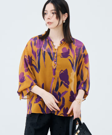 NOLLEY'S(ノーリーズ) 《セットアップ対応》ウォッシャブルDEVEAUX花柄楊柳ブラウス
