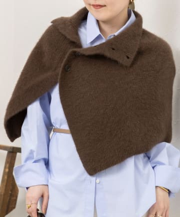 NOLLEY'S(ノーリーズ) ウール混ヘアリー片開きポンチョ