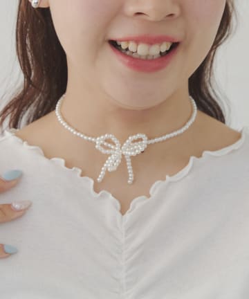 Lattice(ラティス) リボンビーズネックレス