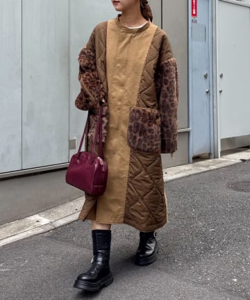 OUTLET(アウトレット) 【CIAOPANIC TYPY】ファー切替ノーカラーキルティングコート