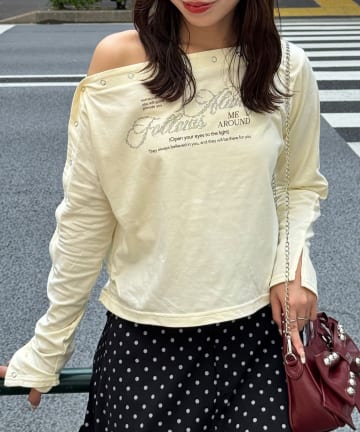 CIAOPANIC(チャオパニック) リングドットボタンワンショルロンTee