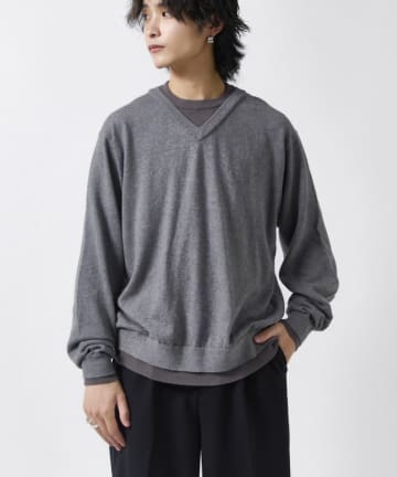 Lui's(ルイス) コットンVネックレイヤードニット