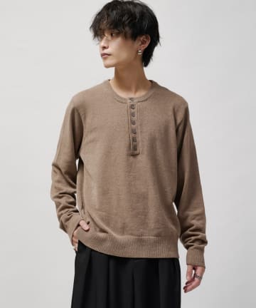 Lui's(ルイス) モールヘンリーネックニット