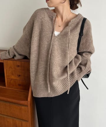 OUTLET(アウトレット) 【CAPRICIEUX LE'MAGE】もちふわ2WAYスキッパーニット