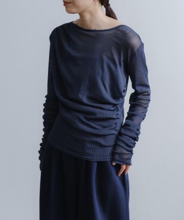 OUTLET(アウトレット) 【Pasterip】Gathering sheer top