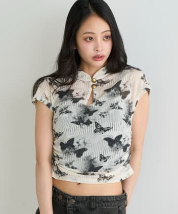RAY CASSIN(レイカズン) チャイナシアーTシャツ