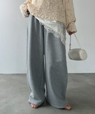DOUDOU(ドゥドゥ) 【8/23まで！SNSにて10%クーポン配布！】【SAKURA企画】ラメドロストDD刺繍スウェットパンツ