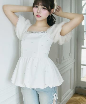 Belle Charme(ベルシャルム) Jewel Ballon Peplum Tops