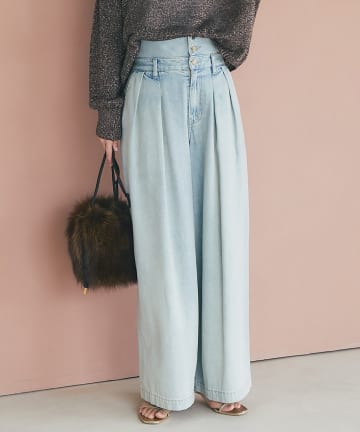 OUTLET(アウトレット) 【La boutique BonBon】ハイウエストバギーデニムパンツ