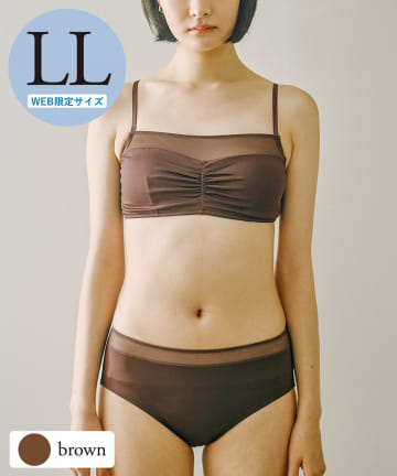 3COINS(スリーコインズ) 《WEB限定サイズ》シアーブラショーツセット：LLサイズ