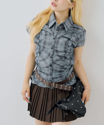 NICE CLAUP / OLIVE des OLIVE OUTLET(ナイスクラップ  / オリーブ デ オリーブ アウトレット) 【continuer】ウエスト細見えギャザーブラウス