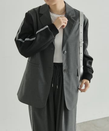 ear PAPILLONNER(イア パピヨネ) 《ヒップが隠れる丈感》ジャージラインジャケット【SUM1 STYLE(スミスタイル)】