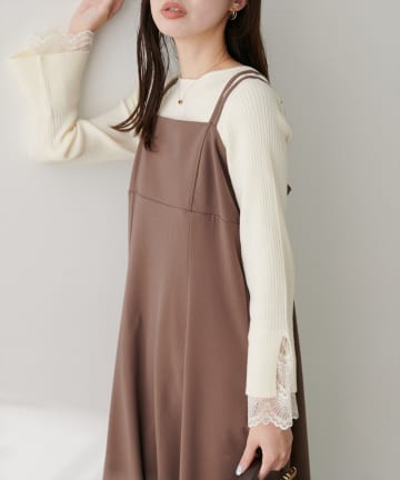 natural couture(ナチュラルクチュール) 前後２WAY袖口レースリブニット