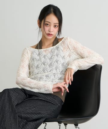 RAY CASSIN(レイカズン) 【レース / 花柄】ホルターレイヤードTシャツ / ロンT