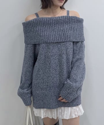 OUTLET(アウトレット) 【mline】オフショルミニニットワンピ