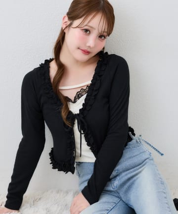 one after another NICE CLAUP(ワンアフターアナザー ナイスクラップ) インナーセットフリルテレコカーディガン