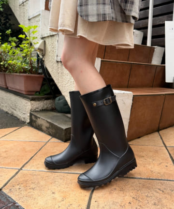 w closet(ダブルクローゼット) ベルト付きレインロングブーツ