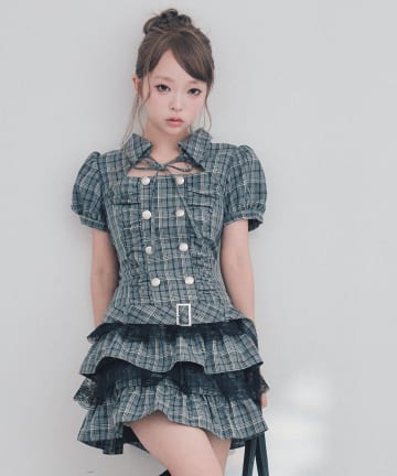 OLIVE des OLIVE(オリーブ デ オリーブ) ダブルティアードシャツワンピ