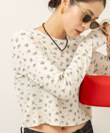 NOLLEY'S(ノーリーズ) 【MAQWEL】Flower Waffleショルダーパッドプルオーバー