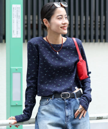 NOLLEY'S(ノーリーズ) 【MAQWEL】Flower Waffleショルダーパッドプルオーバー