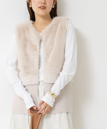 NOLLEY'S(ノーリーズ) エコファー切り替えニットジレ