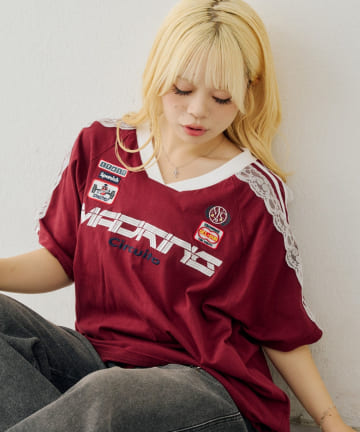 NICE CLAUP / OLIVE des OLIVE OUTLET(ナイスクラップ  / オリーブ デ オリーブ アウトレット) 【ANOTHER BRANCH】袖レースゲームＴee