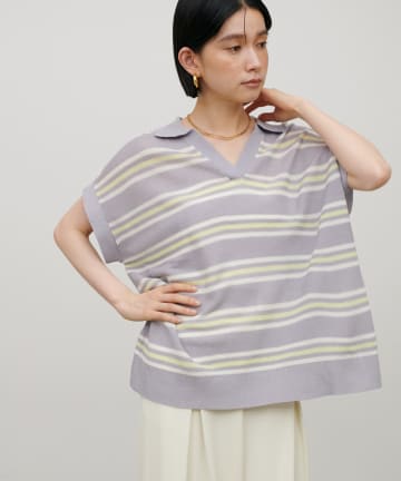 LARUTA(ラルータ) シアーボーダースキッパーニット