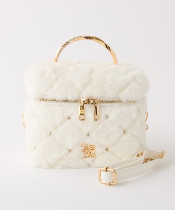 one after another NICE CLAUP(ワンアフターアナザー ナイスクラップ) 【Premium order】ビジューハンドルフェイクファーバニティバッグ