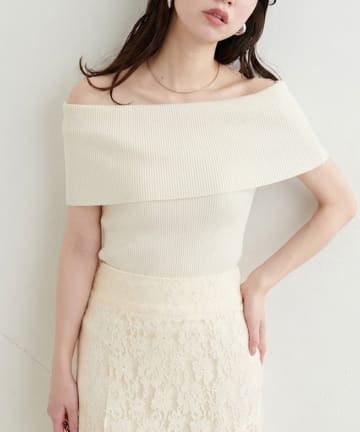 NICE CLAUP / OLIVE des OLIVE OUTLET(ナイスクラップ  / オリーブ デ オリーブ アウトレット) 【natural couture】オフショルノースリプルオーバー