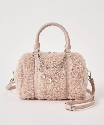 one after another NICE CLAUP(ワンアフターアナザー ナイスクラップ) チェーンチャーム付きボアミニボストンbag