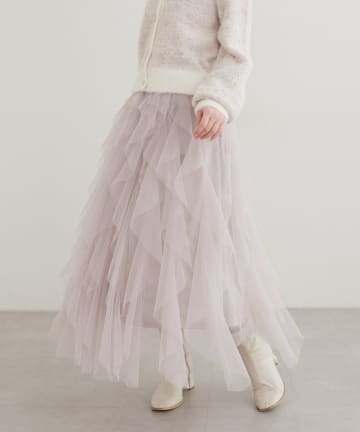natural couture(ナチュラルクチュール) ラッフルフリルチュールスカート