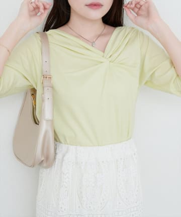 NICE CLAUP / OLIVE des OLIVE OUTLET(ナイスクラップ  / オリーブ デ オリーブ アウトレット) 【natural couture】接触冷感選べる袖丈ねじりＴシャツ