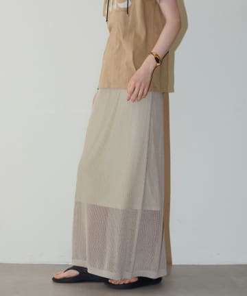 NICE CLAUP / OLIVE des OLIVE OUTLET(ナイスクラップ  / オリーブ デ オリーブ アウトレット) 【LARUTA】麻タッチウエストゴム入りスカート