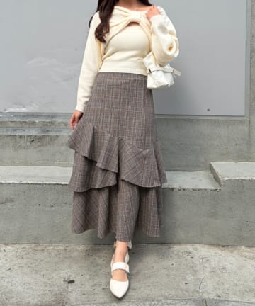 NICE CLAUP / OLIVE des OLIVE OUTLET(ナイスクラップ  / オリーブ デ オリーブ アウトレット) 【continuer】アシンメトリーマーメイドスカート