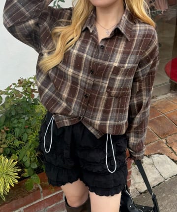 NICE CLAUP / OLIVE des OLIVE OUTLET(ナイスクラップ  / オリーブ デ オリーブ アウトレット) 【continuer】キラキラチェックシャツ