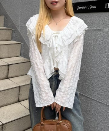 NICE CLAUP / OLIVE des OLIVE OUTLET(ナイスクラップ  / オリーブ デ オリーブ アウトレット) 【continuer】ラッフルカーデ