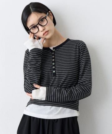 CIAOPANIC TYPY(チャオパニックティピー) 【WEB限定】前後2WAYヘンリーボーダーロングスリーブT