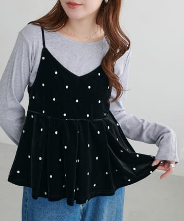 DISCOAT(ディスコート) ドット刺繍ベロアキャミ