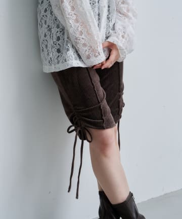 OUTLET(アウトレット) 【Kastane】カットベロアバイカーパンツ