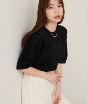 natural couture(ナチュラルクチュール) フェザー半袖ニット