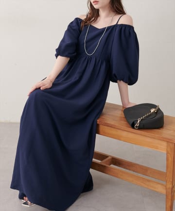 natural couture(ナチュラルクチュール) ２WAYパフスリーブワンピース