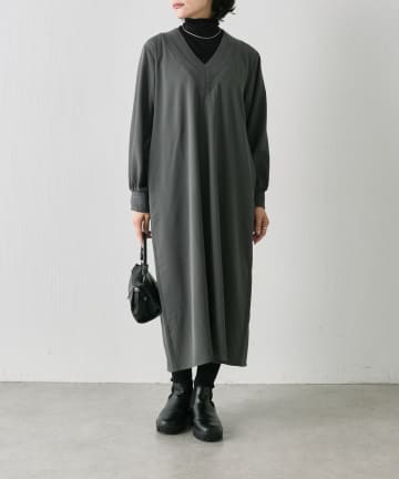 ear PAPILLONNER(イア パピヨネ) ニットVカラーワンピース【SUM1 STYLE(スミスタイル）】