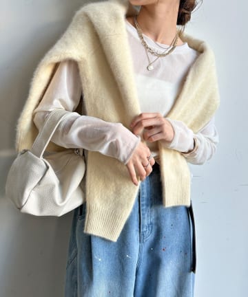 DOUDOU(ドゥドゥ) チュールフロッキーシアー切替TEE