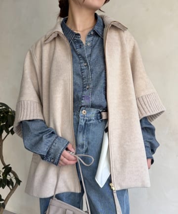 Jena　espace merveilleux(ジェナ　エスパスメルヴェイユ) スタンドネックポンチョ