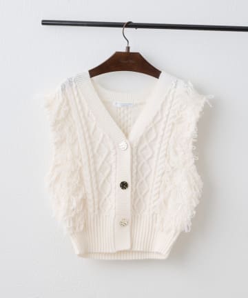NICE CLAUP / OLIVE des OLIVE OUTLET(ナイスクラップ  / オリーブ デ オリーブ アウトレット) 【ANOTHER BRANCH】フリンジニットベストカーデ