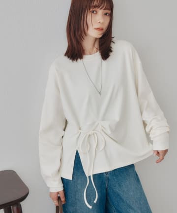 DISCOAT(ディスコート) 【WEB限定】前リボンタックデザインロングスリーブTシャツ