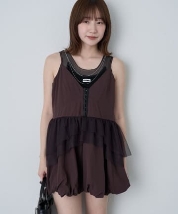 OUTLET(アウトレット) 【mline】チュールボリューム キャミワンピース