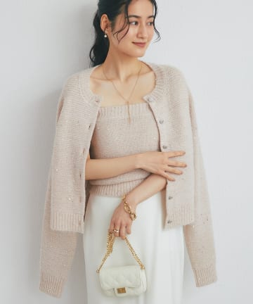 La boutique BonBon(ラブティックボンボン) 【10/15(木)0:00～予約開始】スパンコールモヘヤカーディガン